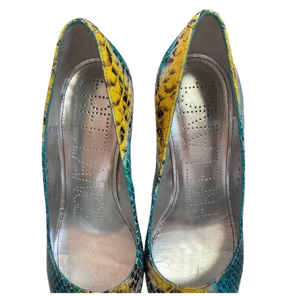 Y2K FREE LANCE Leather Multicolor Snakeskin Heels - Picture 12 of 16